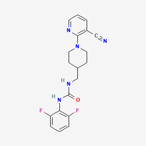 molecular formula C19H19F2N5O B2579236 1-((1-(3-氰基吡啶-2-基)哌啶-4-基)甲基)-3-(2,6-二氟苯基)脲 CAS No. 1796969-21-5