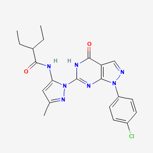 molecular formula C21H22ClN7O2 B2579241 N-(1-(1-(4-氯苯基)-4-氧代-4,5-二氢-1H-吡唑并[3,4-d]嘧啶-6-基)-3-甲基-1H-吡唑-5-基)-2-乙基丁酰胺 CAS No. 1172718-78-3