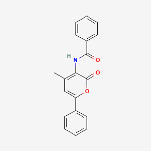 molecular formula C19H15NO3 B2579248 N-(4-methyl-2-oxo-6-phenyl-2H-pyran-3-yl)benzenecarboxamide CAS No. 208584-14-9