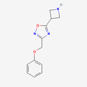molecular formula C12H14ClN3O2 B2579256 5-(Azetidin-3-yl)-3-(phenoxymethyl)-1,2,4-oxadiazole CAS No. 1807988-32-4