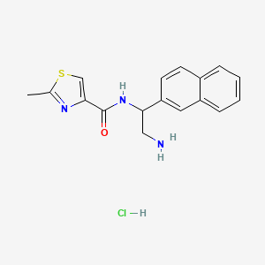 molecular formula C17H18ClN3OS B2579259 N-(2-Amino-1-naphthalen-2-ylethyl)-2-methyl-1,3-thiazole-4-carboxamide;hydrochloride CAS No. 1832633-18-7