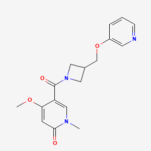molecular formula C17H19N3O4 B2579261 4-Methoxy-1-methyl-5-[3-(pyridin-3-yloxymethyl)azetidine-1-carbonyl]pyridin-2-one CAS No. 2379985-60-9