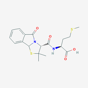 molecular formula C18H22N2O4S2 B257927 N-[(2,2-dimethyl-5-oxo-2,3,5,9b-tetrahydro[1,3]thiazolo[2,3-a]isoindol-3-yl)carbonyl](methyl)homocysteine 