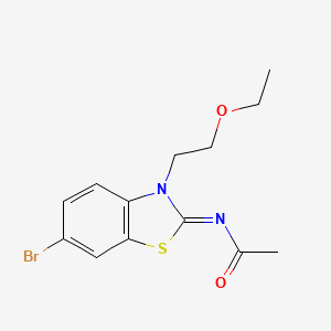 molecular formula C13H15BrN2O2S B2579279 N-[6-bromo-3-(2-ethoxyethyl)-1,3-benzothiazol-2-ylidene]acetamide CAS No. 865162-61-4