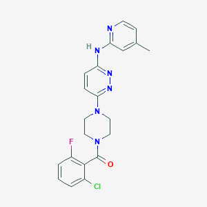 molecular formula C21H20ClFN6O B2579280 (2-氯-6-氟苯基)(4-(6-((4-甲基吡啶-2-基)氨基)嘧啶-3-基)哌嗪-1-基)甲酮 CAS No. 1021072-56-9