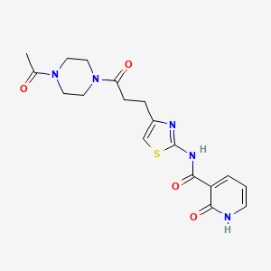 N-(4-(3-(4-acetylpiperazin-1-yl)-3-oxopropyl)thiazol-2-yl)-2-oxo-1,2-dihydropyridine-3-carboxamide
