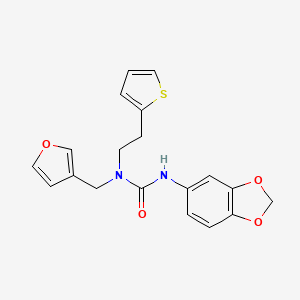 molecular formula C19H18N2O4S B2579287 3-(Benzo[d][1,3]dioxol-5-yl)-1-(furan-3-ylmethyl)-1-(2-(thiophen-2-yl)ethyl)urea CAS No. 1421489-86-2