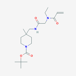 molecular formula C19H33N3O4 B2579289 Tert-butyl 4-[[[2-[ethyl(prop-2-enoyl)amino]acetyl]amino]methyl]-4-methylpiperidine-1-carboxylate CAS No. 2361839-17-8