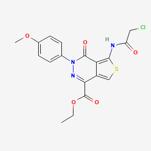 molecular formula C18H16ClN3O5S B2579304 Ethyl 5-[(2-chloroacetyl)amino]-3-(4-methoxyphenyl)-4-oxothieno[3,4-d]pyridazine-1-carboxylate CAS No. 851951-69-4