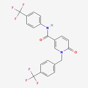 molecular formula C21H14F6N2O2 B2579310 6-oxo-1-(4-(Trifluoromethyl)benzyl)-N-(4-(trifluoromethyl)phenyl)-1,6-dihydro-3-pyridinecarboxamide CAS No. 339008-58-1