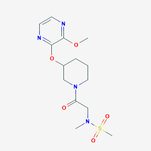 molecular formula C14H22N4O5S B2579311 N-(2-(3-((3-methoxypyrazin-2-yl)oxy)piperidin-1-yl)-2-oxoethyl)-N-methylmethanesulfonamide CAS No. 2034232-13-6