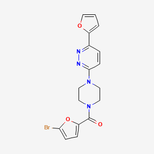 molecular formula C17H15BrN4O3 B2579314 (5-Bromofuran-2-yl)(4-(6-(furan-2-yl)pyridazin-3-yl)piperazin-1-yl)methanone CAS No. 921571-16-6