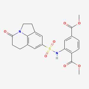 molecular formula C21H20N2O7S B2579318 2-(4-氧代-2,4,5,6-四氢-1H-吡咯并[3,2,1-ij]喹啉-8-磺酰胺)对苯二甲酸二甲酯 CAS No. 898436-22-1