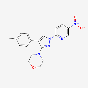 molecular formula C19H19N5O3 B2579320 4-[4-(4-Methylphenyl)-1-(5-nitropyridin-2-yl)pyrazol-3-yl]morpholine CAS No. 2320536-98-7