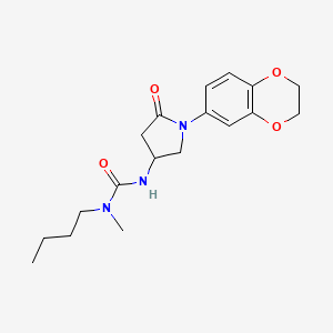 1-Butyl-3-(1-(2,3-dihydrobenzo[b][1,4]dioxin-6-yl)-5-oxopyrrolidin-3-yl)-1-methylurea