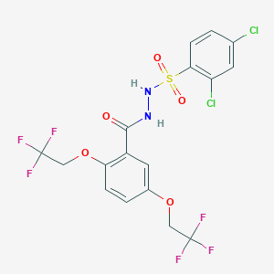molecular formula C17H12Cl2F6N2O5S B2579336 N'-(2,4-dichlorophenyl)sulfonyl-2,5-bis(2,2,2-trifluoroethoxy)benzohydrazide CAS No. 860785-92-8