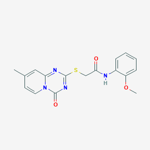 molecular formula C17H16N4O3S B2579348 N-(2-methoxyphenyl)-2-(8-methyl-4-oxopyrido[1,2-a][1,3,5]triazin-2-yl)sulfanylacetamide CAS No. 896329-76-3