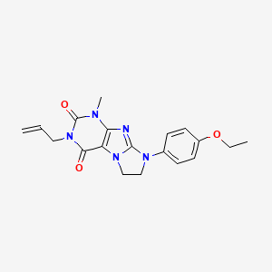 molecular formula C19H21N5O3 B2579359 6-(4-Ethoxyphenyl)-4-methyl-2-prop-2-enyl-7,8-dihydropurino[7,8-a]imidazole-1,3-dione CAS No. 893952-60-8