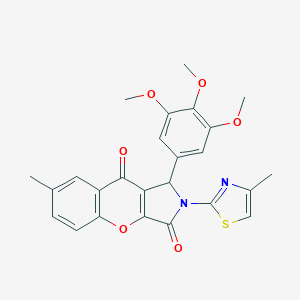 molecular formula C25H22N2O6S B257936 7-Methyl-2-(4-methyl-1,3-thiazol-2-yl)-1-(3,4,5-trimethoxyphenyl)-1,2-dihydrochromeno[2,3-c]pyrrole-3,9-dione 