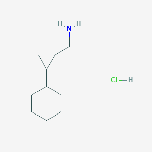 molecular formula C10H20ClN B2579373 (2-Cyclohexylcyclopropyl)methanamine hydrochloride CAS No. 1461708-92-8