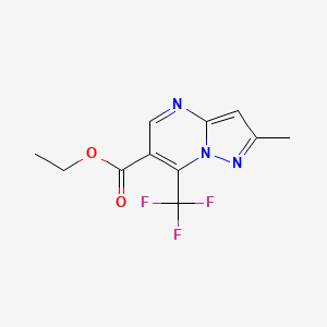 molecular formula C11H10F3N3O2 B2579375 Ethyl 2-methyl-7-(trifluoromethyl)pyrazolo[1,5-a]pyrimidine-6-carboxylate CAS No. 691868-72-1