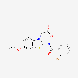 molecular formula C19H17BrN2O4S B2579383 (Z)-methyl 2-(2-((2-bromobenzoyl)imino)-6-ethoxybenzo[d]thiazol-3(2H)-yl)acetate CAS No. 865200-19-7