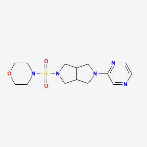 molecular formula C14H21N5O3S B2579386 4-[(2-Pyrazin-2-yl-1,3,3a,4,6,6a-hexahydropyrrolo[3,4-c]pyrrol-5-yl)sulfonyl]morpholine CAS No. 2415539-09-0