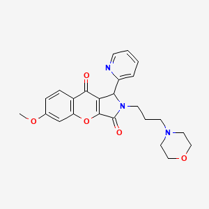 molecular formula C24H25N3O5 B2579387 6-Methoxy-2-(3-morpholinopropyl)-1-(pyridin-2-yl)-1,2-dihydrochromeno[2,3-c]pyrrole-3,9-dione CAS No. 886167-37-9