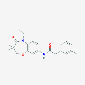 molecular formula C22H26N2O3 B2579388 N-(5-ethyl-3,3-dimethyl-4-oxo-2,3,4,5-tetrahydrobenzo[b][1,4]oxazepin-8-yl)-2-(m-tolyl)acetamide CAS No. 921868-68-0