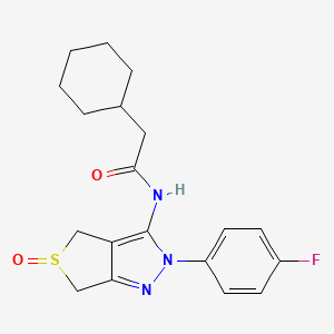 molecular formula C19H22FN3O2S B2579393 2-cyclohexyl-N-(2-(4-fluorophenyl)-5-oxido-4,6-dihydro-2H-thieno[3,4-c]pyrazol-3-yl)acetamide CAS No. 1009543-32-1