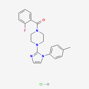 (2-fluorophenyl)(4-(1-(p-tolyl)-1H-imidazol-2-yl)piperazin-1-yl)methanone hydrochloride