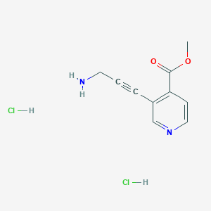 molecular formula C10H12Cl2N2O2 B2579399 3-(3-氨基丙-1-炔基)吡啶-4-羧酸甲酯；二盐酸盐 CAS No. 2460755-63-7
