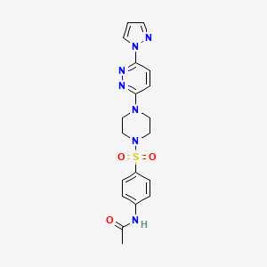 molecular formula C19H21N7O3S B2579400 N-(4-((4-(6-(1H-pyrazol-1-yl)pyridazin-3-yl)piperazin-1-yl)sulfonyl)phenyl)acetamide CAS No. 1014025-73-0