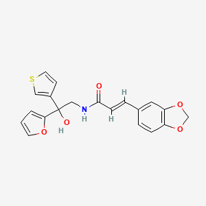 molecular formula C20H17NO5S B2579409 (E)-3-(benzo[d][1,3]dioxol-5-yl)-N-(2-(furan-2-yl)-2-hydroxy-2-(thiophen-3-yl)ethyl)acrylamide CAS No. 2035003-65-5