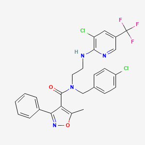 molecular formula C26H21Cl2F3N4O2 B2579413 N-(4-chlorobenzyl)-N-(2-{[3-chloro-5-(trifluoromethyl)-2-pyridinyl]amino}ethyl)-5-methyl-3-phenyl-4-isoxazolecarboxamide CAS No. 338406-42-1