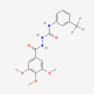 molecular formula C18H18F3N3O5 B2579421 4-(3-(Trifluoromethyl)phenyl)-4-(3,4,5-trimethoxybenzoyl)semicarbazide CAS No. 905432-90-8