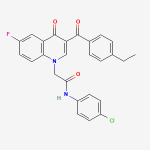 molecular formula C26H20ClFN2O3 B2579424 N-(4-chlorophenyl)-2-[3-(4-ethylbenzoyl)-6-fluoro-4-oxoquinolin-1-yl]acetamide CAS No. 866590-57-0