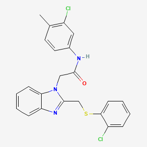 N-(3-Chloro-4-methylphenyl)-2-(2-(((2-chlorophenyl)sulfanyl)methyl)-1H-1,3-benzimidazol-1-yl)acetamide