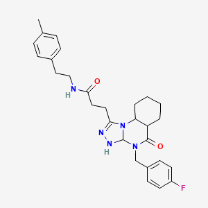 molecular formula C28H26FN5O2 B2579441 3-{4-[(4-fluorophenyl)methyl]-5-oxo-4H,5H-[1,2,4]triazolo[4,3-a]quinazolin-1-yl}-N-[2-(4-methylphenyl)ethyl]propanamide CAS No. 902961-67-5