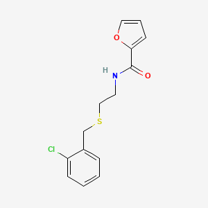molecular formula C14H14ClNO2S B2579450 N-[2-[(2-chlorophenyl)methylsulfanyl]ethyl]furan-2-carboxamide CAS No. 261178-51-2