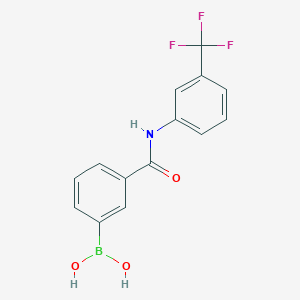 molecular formula C14H11BF3NO3 B2579451 (3-((3-(Trifluoromethyl)phenyl)carbamoyl)phenyl)boronic acid CAS No. 882678-73-1