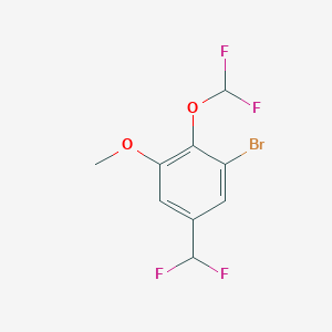 molecular formula C9H7BrF4O2 B2579453 1-Bromo-2-(difluoromethoxy)-5-(difluoromethyl)-3-methoxybenzene CAS No. 2169337-12-4