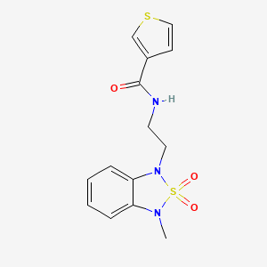 molecular formula C14H15N3O3S2 B2579457 N-(2-(3-甲基-2,2-二氧化苯并[c][1,2,5]噻二唑-1(3H)-基)乙基)噻吩-3-甲酰胺 CAS No. 2034488-69-0