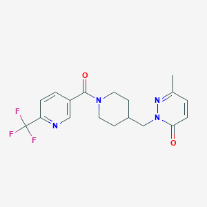 molecular formula C18H19F3N4O2 B2579458 6-Methyl-2-({1-[6-(trifluoromethyl)pyridine-3-carbonyl]piperidin-4-yl}methyl)-2,3-dihydropyridazin-3-one CAS No. 2097860-49-4
