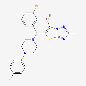 molecular formula C22H21BrFN5OS B2579461 5-((3-溴苯基)(4-(4-氟苯基)哌嗪-1-基)甲基)-2-甲基噻唑并[3,2-b][1,2,4]三唑-6-醇 CAS No. 869344-16-1