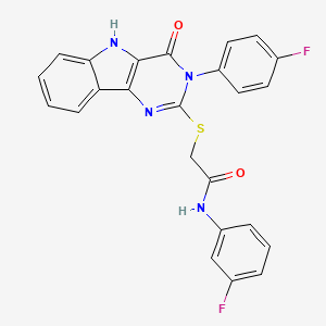 molecular formula C24H16F2N4O2S B2579462 N-(3-fluorophenyl)-2-[[3-(4-fluorophenyl)-4-oxo-5H-pyrimido[5,4-b]indol-2-yl]sulfanyl]acetamide CAS No. 536711-42-9