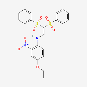 molecular formula C22H20N2O7S2 B2579468 N-[2,2-bis(benzenesulfonyl)ethenyl]-4-ethoxy-2-nitroaniline CAS No. 702647-90-3