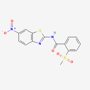 molecular formula C15H11N3O5S2 B2579476 2-(methylsulfonyl)-N-(6-nitrobenzo[d]thiazol-2-yl)benzamide CAS No. 896360-66-0
