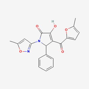 molecular formula C20H16N2O5 B2579491 3-hydroxy-4-(5-methylfuran-2-carbonyl)-1-(5-methylisoxazol-3-yl)-5-phenyl-1H-pyrrol-2(5H)-one CAS No. 618872-31-4