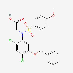 molecular formula C22H19Cl2NO6S B2579493 2-{5-(Benzyloxy)-2,4-dichloro[(4-methoxyphenyl)sulfonyl]anilino}acetic acid CAS No. 338961-69-6